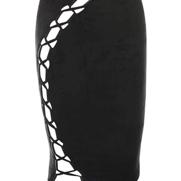 FRANCO' Black Suedette Lace Up Two Piece. - Picture 7 of 8